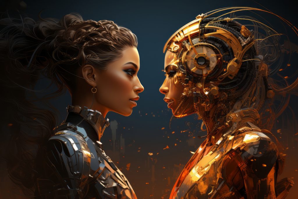 alfea excellia duo ai 14 portrait réaliste de deux femmes jumelles évoquant l'IA