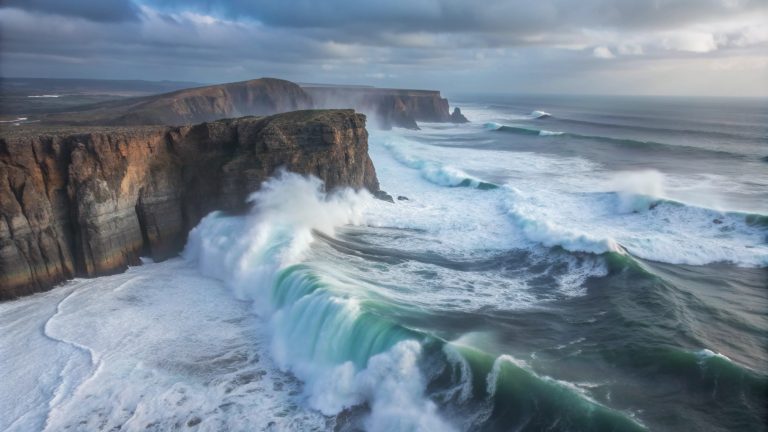 atlantic alfea extensa duo vagues puissantes s’écrasant sur des falaises spectaculaires au bord de l’océan