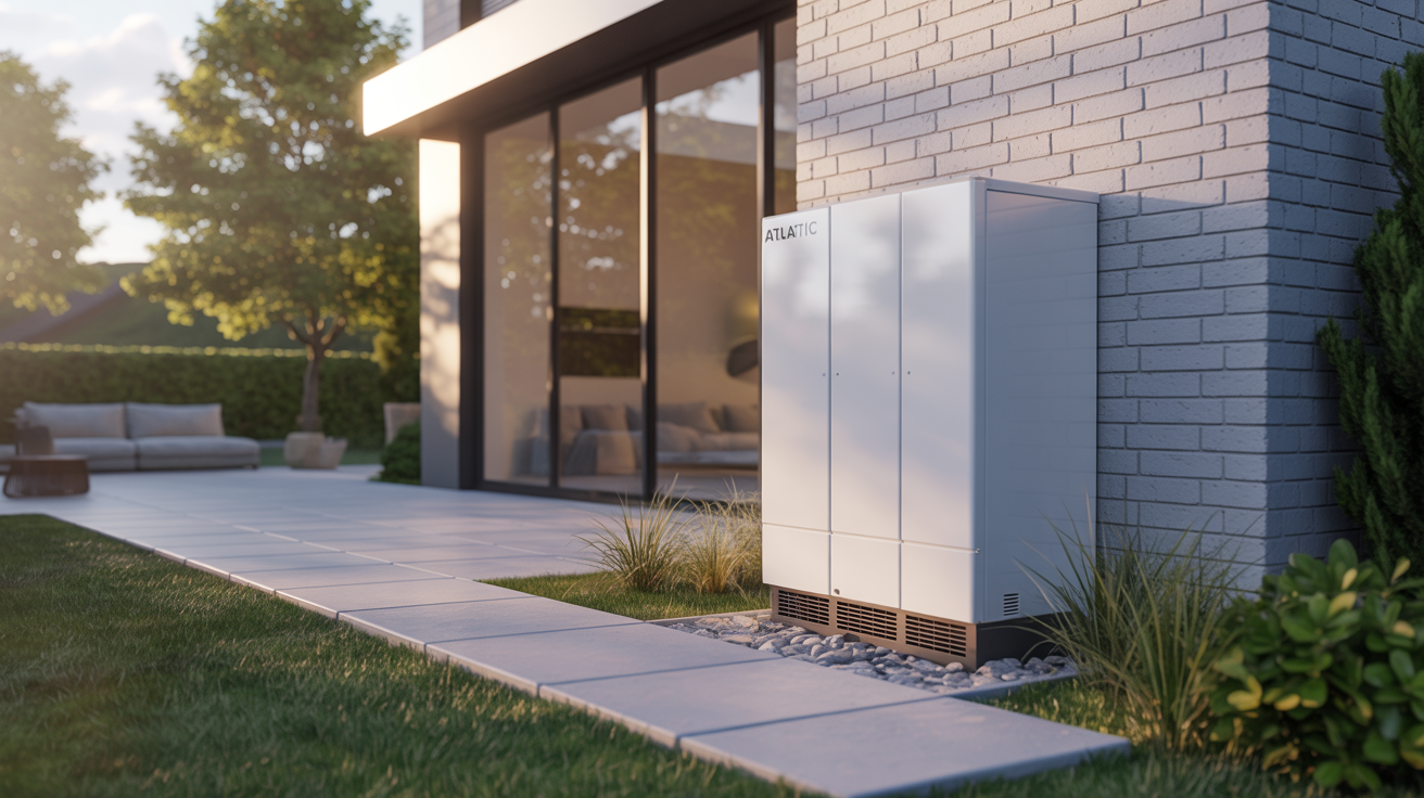 atlantic excellia installée sur le mur extérieur d’une maison moderne avec espace paysager
