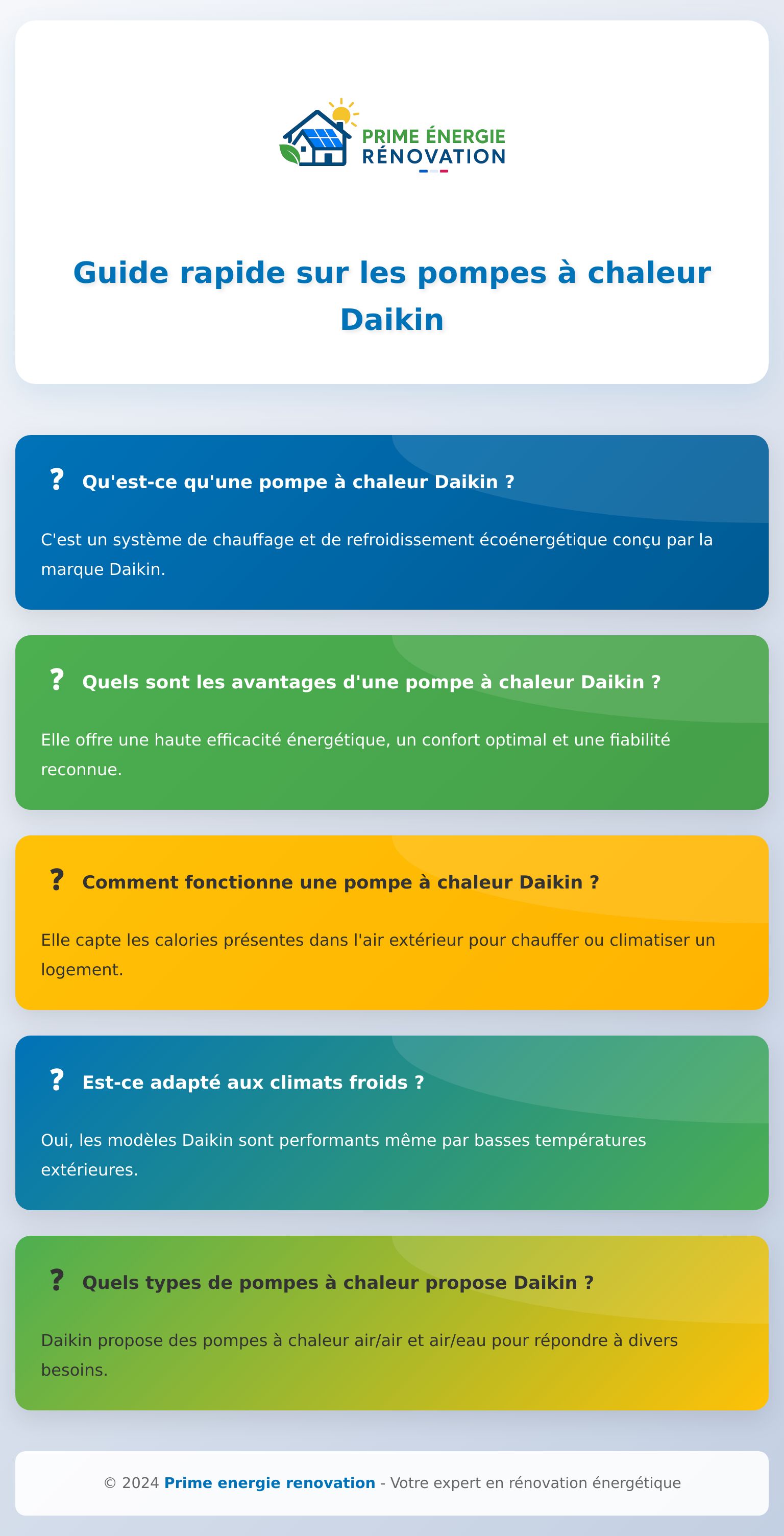 Infographie illustrant les avantages d'une pompe à chaleur Daikin pour le chauffage