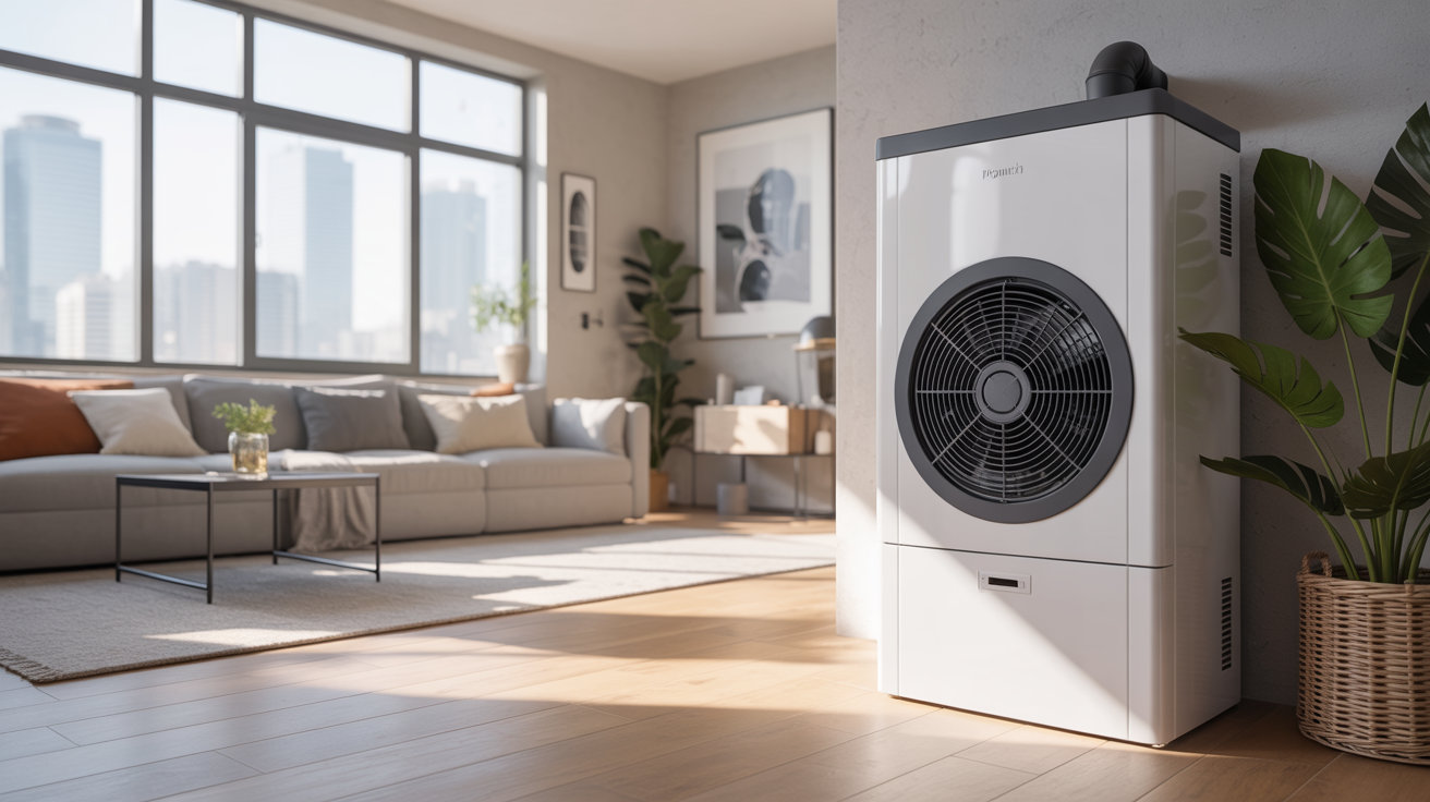 pac appartement installée dans un intérieur moderne et lumineux