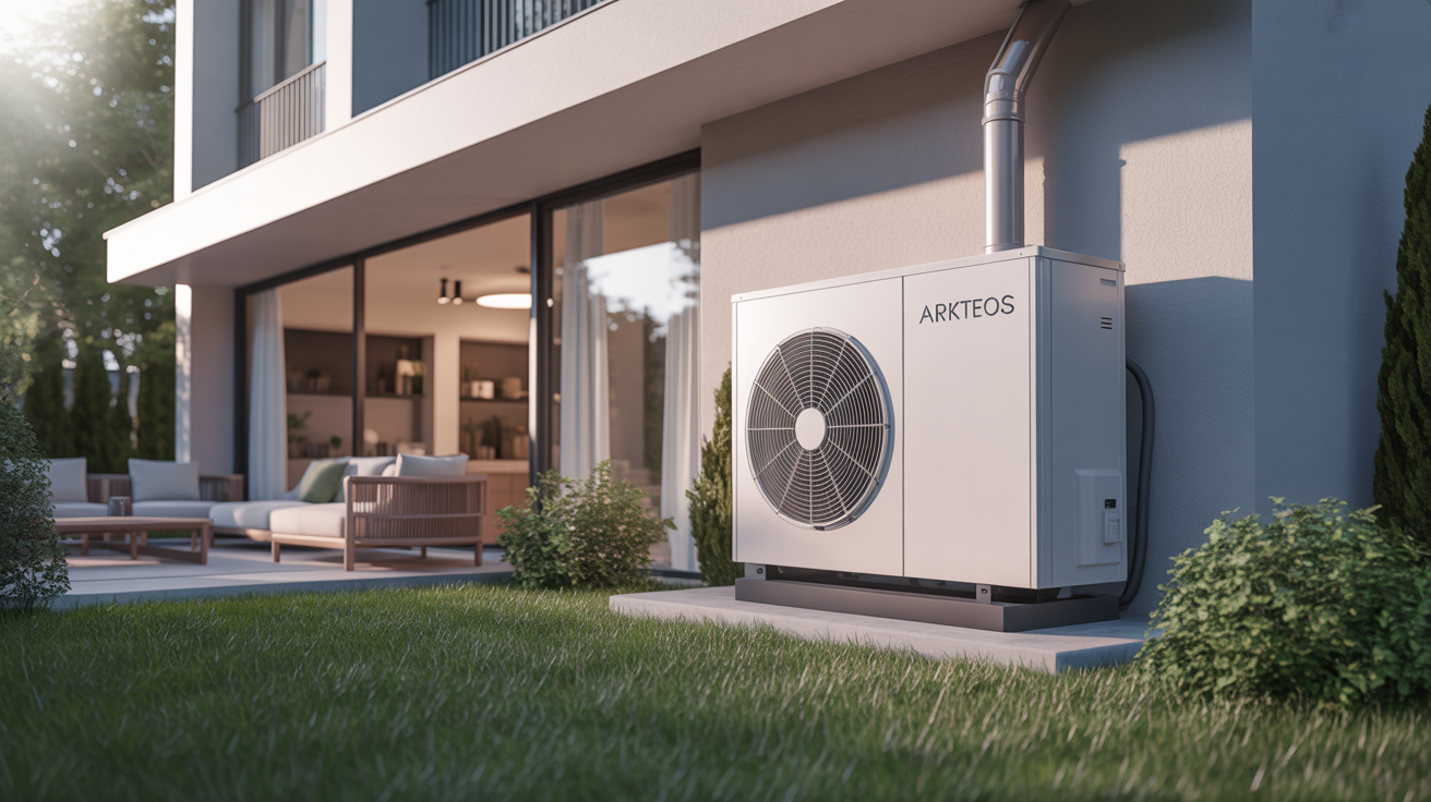 pac arkteos installée à l’extérieur d’une maison moderne avec un design épuré