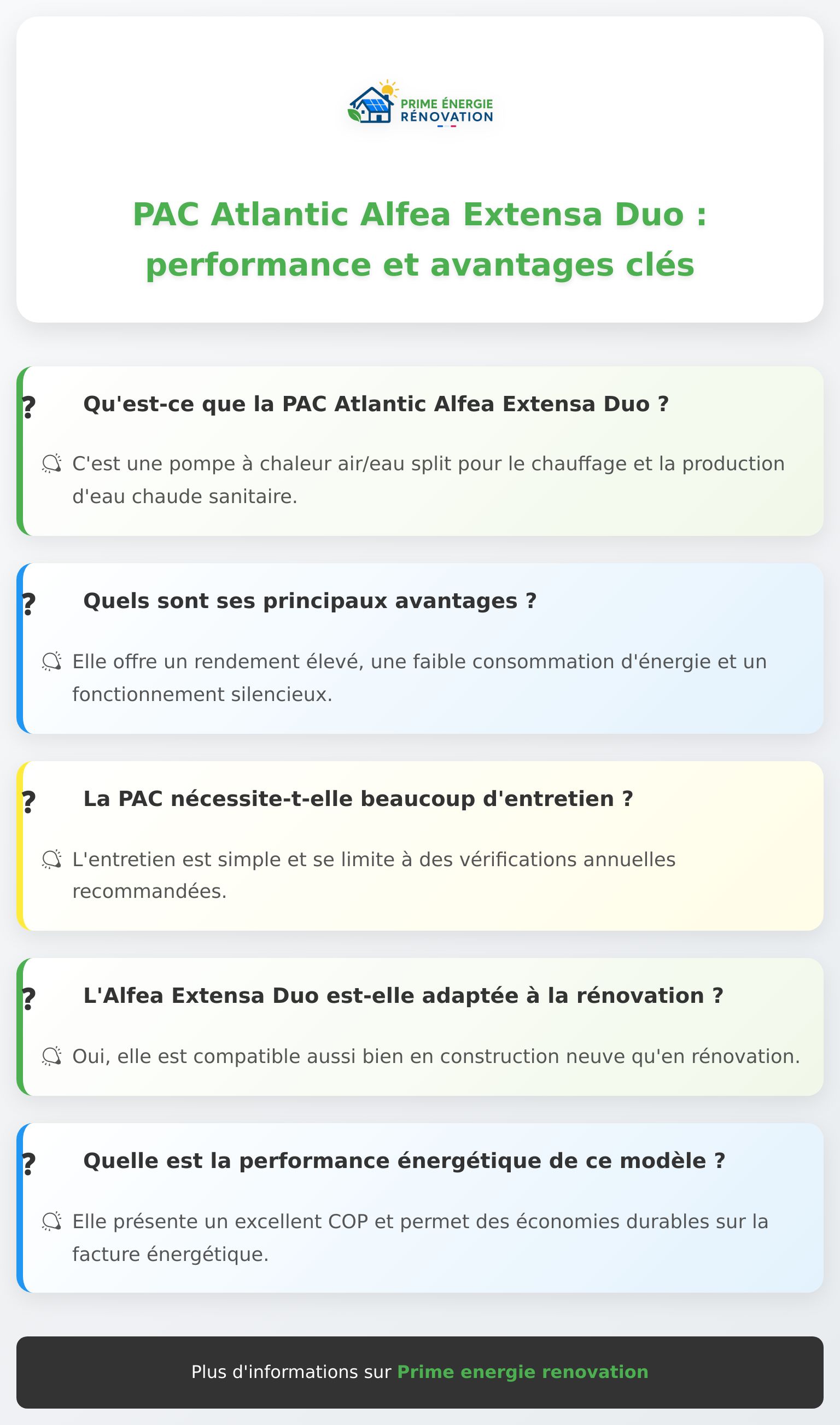 Infographie sur la PAC Atlantic Alfea Extensa Duo et ses principaux avantages