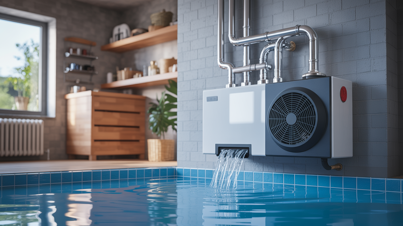 pompe a chaleur chauffage eau chaude installée dans une maison contemporaine