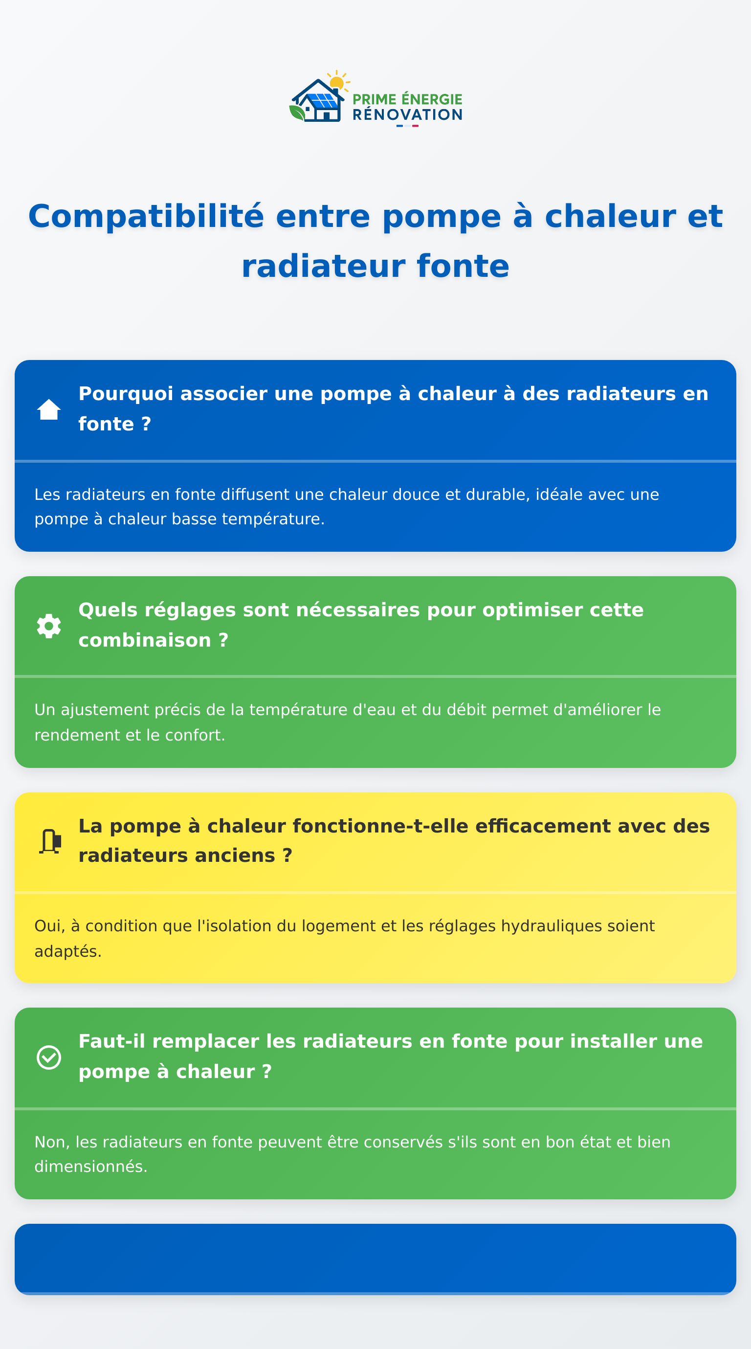 Infographie sur pompe a chaleur et radiateur fonte, conseils d’installation et avantages clés