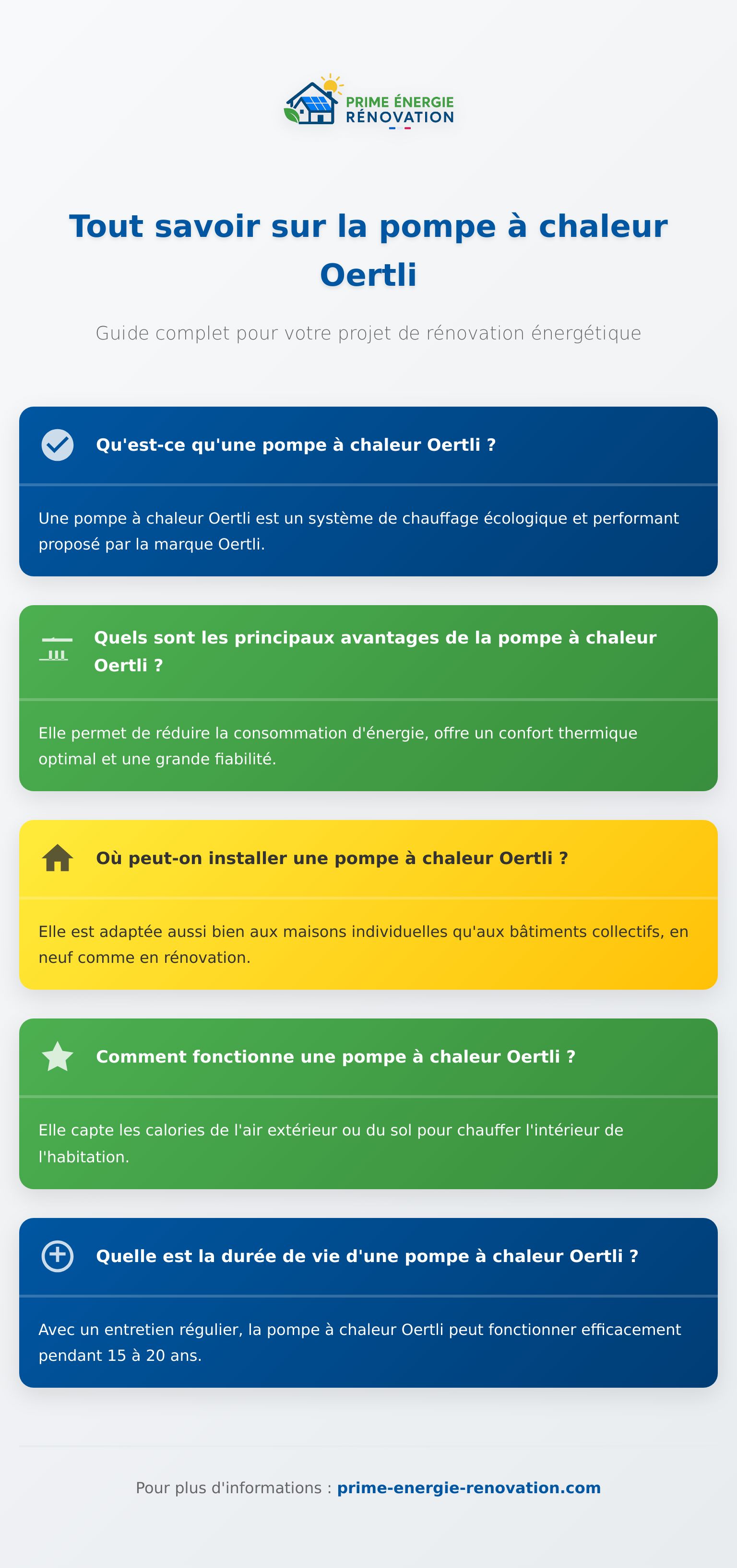 Infographie expliquant le fonctionnement d’une pompe à chaleur Oertli et ses avantages