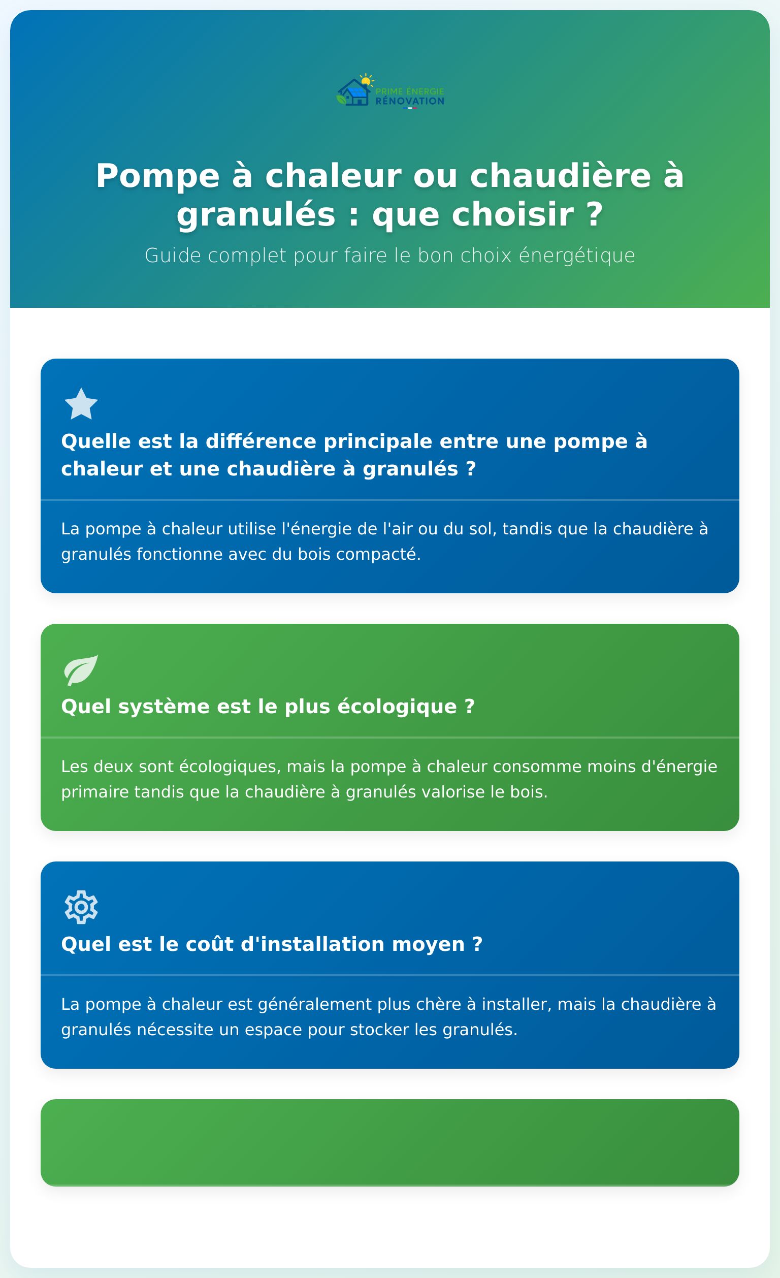 Comparaison visuelle entre pompe à chaleur et chaudière à granulés, avantages et différences