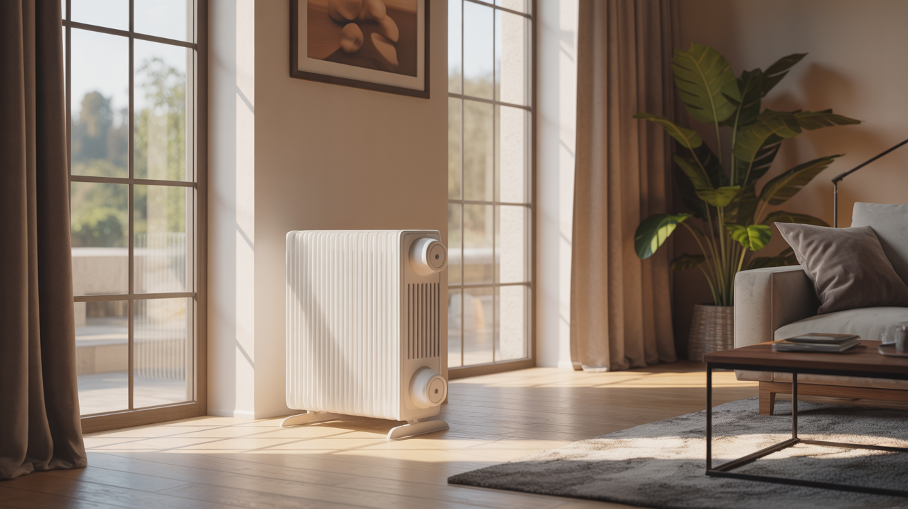 radiateur pac installé dans un salon moderne avec lumière naturelle