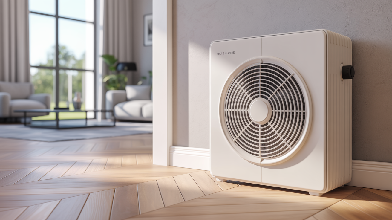 radiateur pour pompe à chaleur installé dans un salon moderne et lumineux