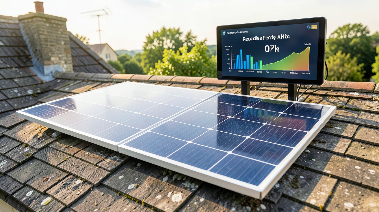 1 kWc en kWh : rendement réel par région en France et en Belgique illustré par un panneau solaire sur un toit