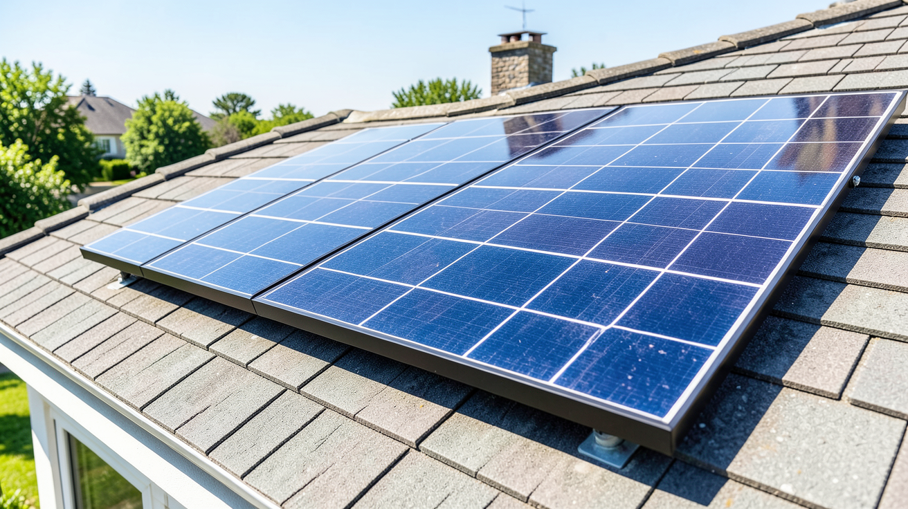 1 panneau solaire prix illustrant un panneau solaire unique posé sur un toit ensoleillé, donnant une idée du coût en 2024