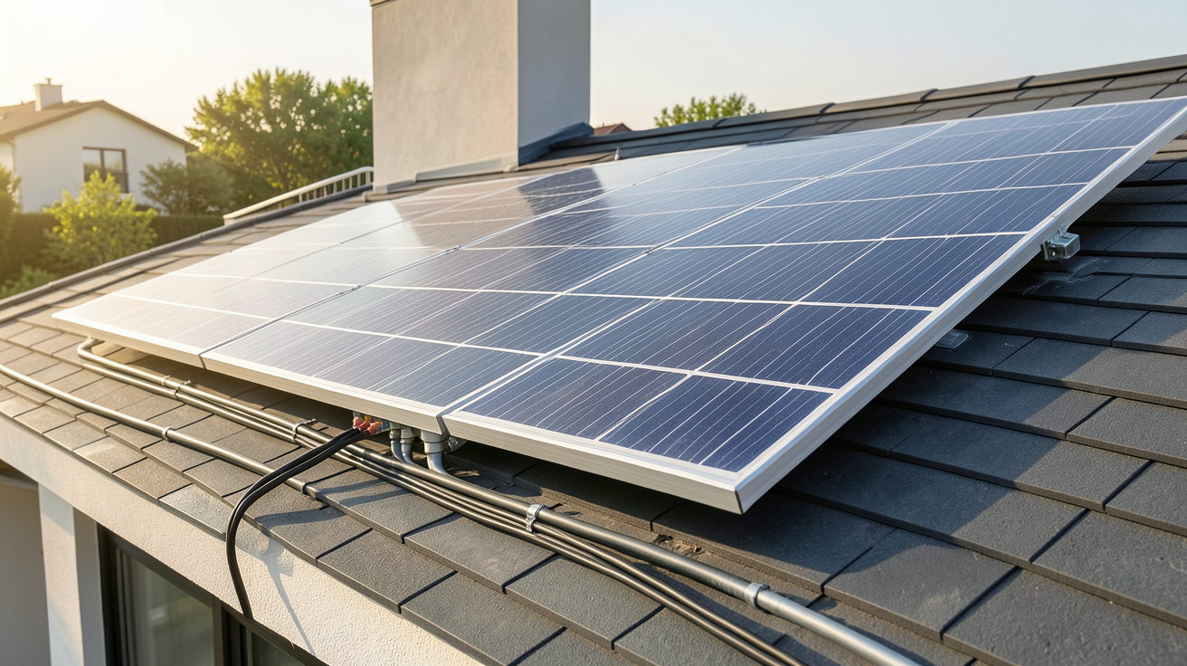 3 kWc en kWh : panneau solaire photovoltaïque de 3 kWc installé sur un toit de maison moderne