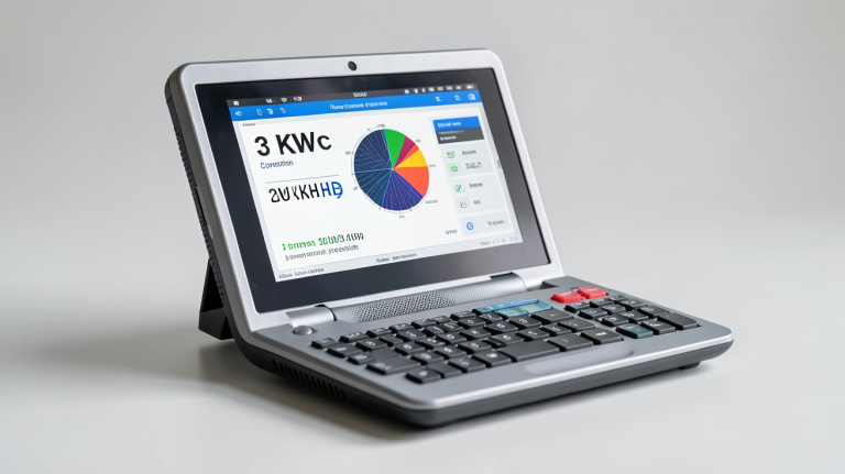 3 kwc en kwh affichés sur un calculateur solaire professionnel