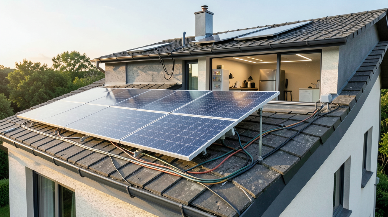 3 kWc installation solaire photovoltaïque alimentant des appareils électroménagers dans une maison
