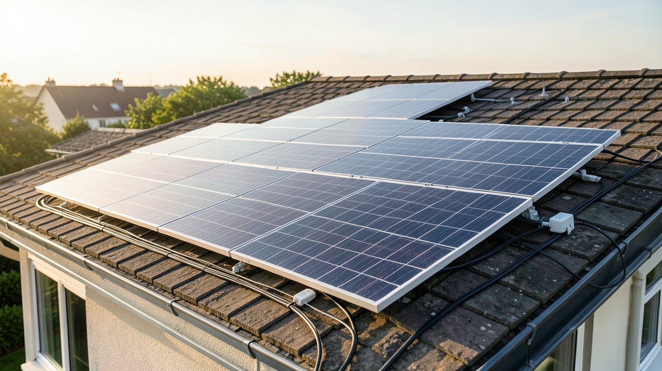 3 kWc installation de panneaux solaires 3000W sur le toit d'une maison individuelle