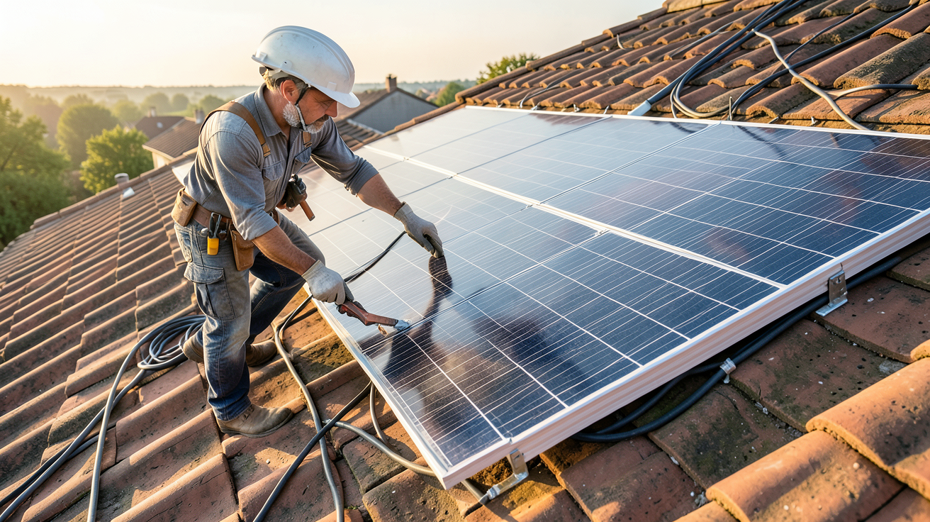 3kW panneau solaire : étapes d'installation d'un kit solaire 3 kWc sur un toit en tuiles