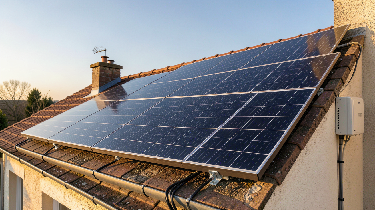 3 kW panneau solaire installé sur un toit de maison en France pour une production annuelle optimale
