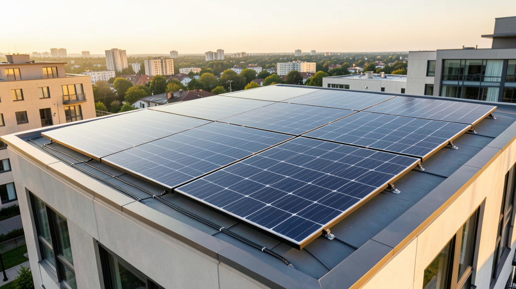 3kW panneau solaire installé sur le toit d'une maison urbaine moderne