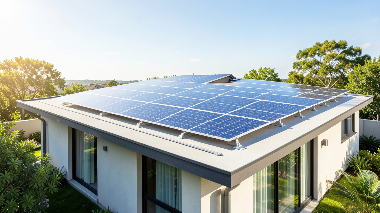 3kwc installation de panneaux solaires photovoltaïques sur le toit d'une habitation moderne