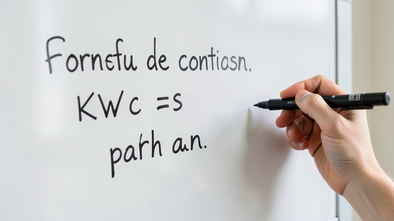 6 kWc en kWh formule de conversion écrite sur un tableau blanc