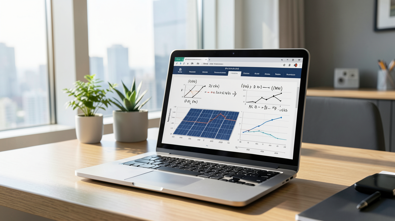 9 kwc en kwh : méthode de calcul de la production annuelle solaire affichée sur un écran d'ordinateur
