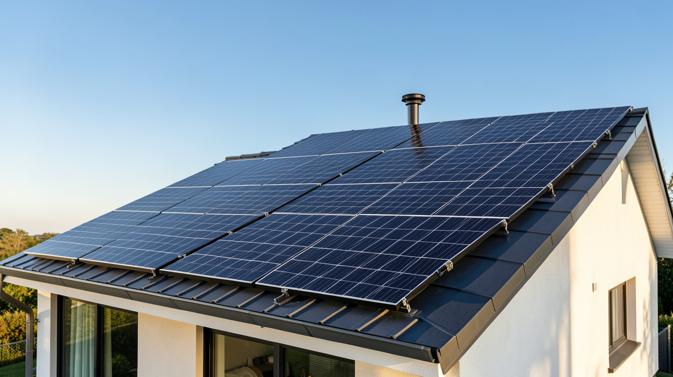 9 kWc kit solaire photovoltaïque installé sur le toit d'une maison moderne en 2026