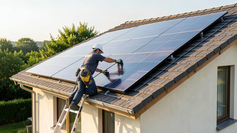 achat de panneaux photovoltaïques installation sur toiture d'une maison résidentielle