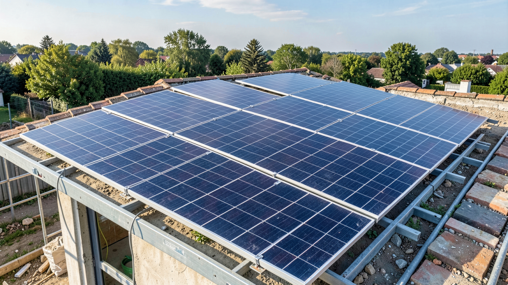 achat panneaux photovoltaique installation de panneaux solaires sur un toit moderne