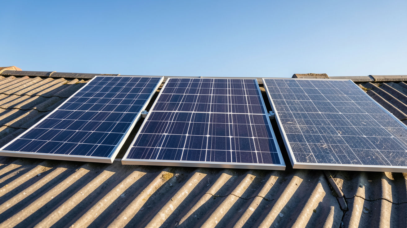 achat panneaux photovoltaïques : trois types de panneaux solaires posés sur un toit