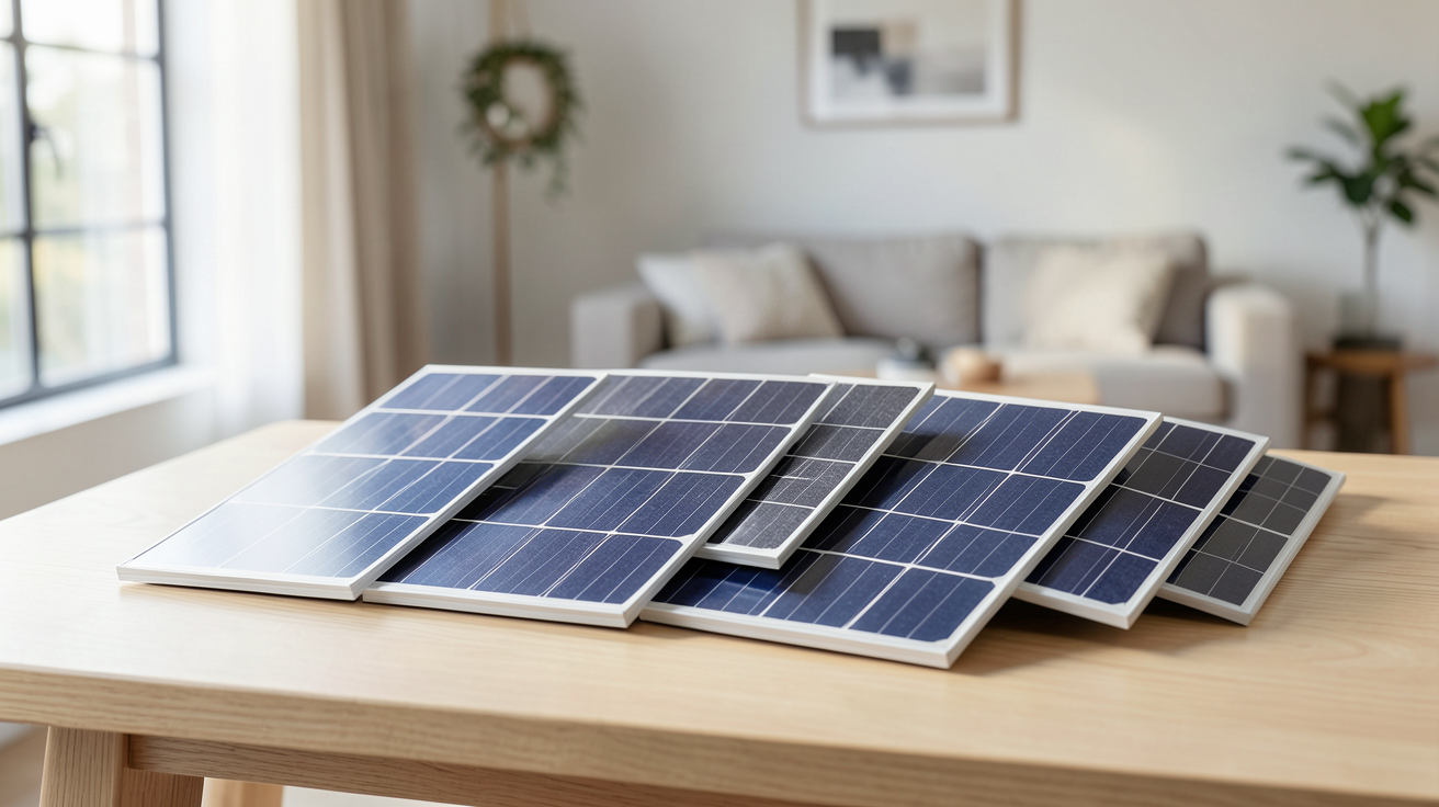 acheter des panneaux photovoltaïques : comparatif des marques et modèles les plus performants posés sur une table en bois
