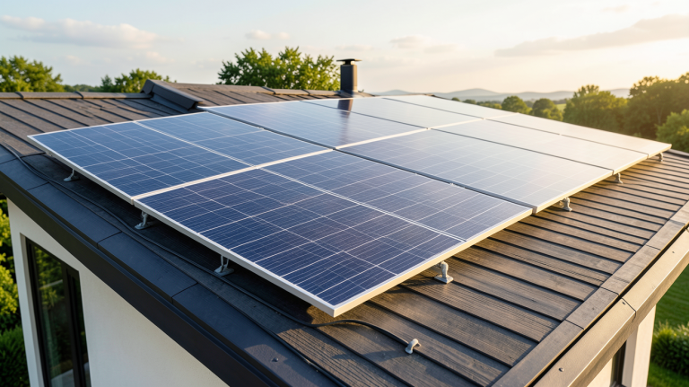 ademe panneaux photovoltaïques installés sur le toit d'une maison écologique