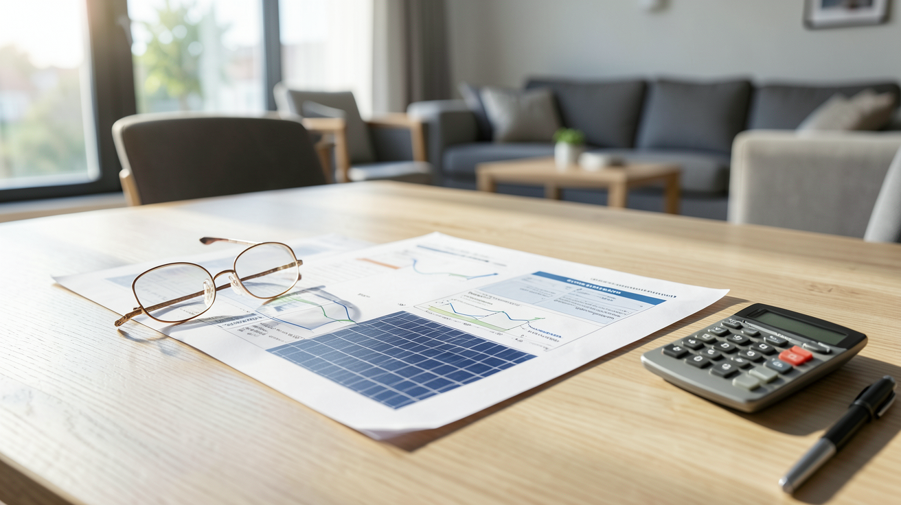 ademe photovoltaïque particulier coût installation 2025 devis détaillé sur table avec accessoires dans salon moderne