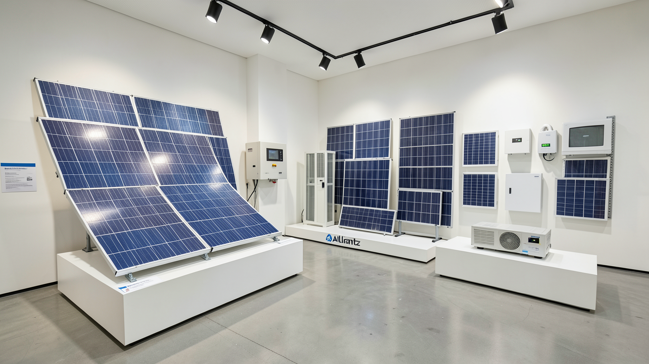 alliantz photovoltaique gamme de produits photovoltaïques présentée aux installateurs en 2026, montrant panneaux et onduleurs dans un environnement lumineux