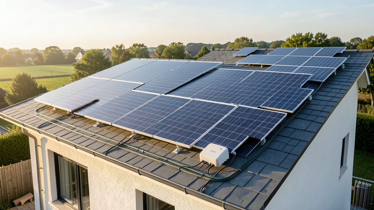 alliantz solaire installation résidentielle avec modules Alliantz et Prime Énergie Rénovation sur toit de maison