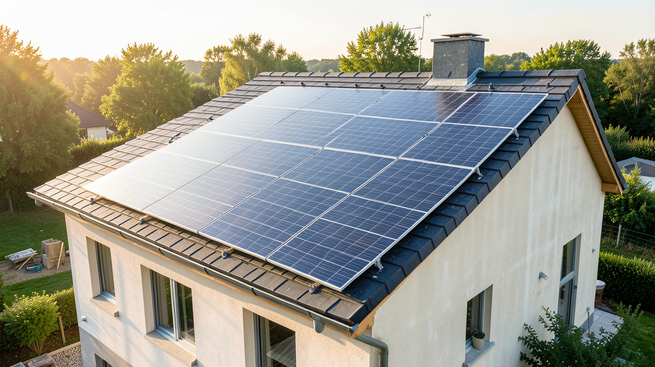 alliantz solaire panneaux solaires installés sur une maison en rénovation énergétique