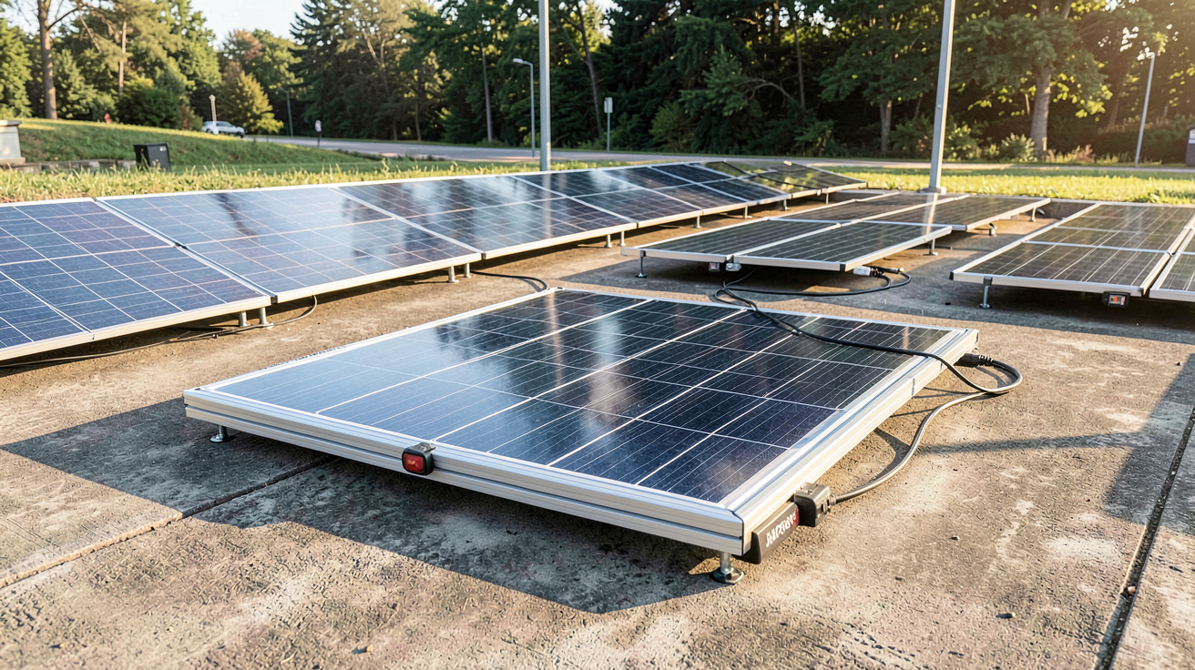 allpowers panneau solaire présenté aux côtés de panneaux solaires EcoFlow, Bluetti et Jackery pour un comparatif technique