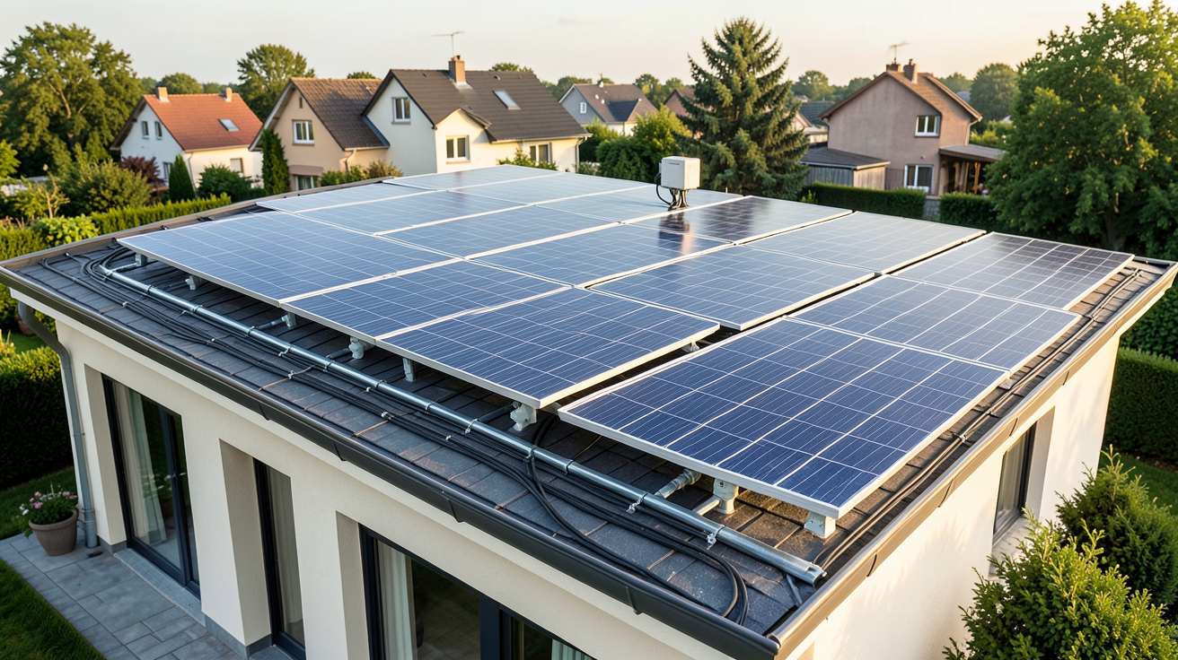 anah panneau photovoltaique installation sur le toit d'une maison de 120 m² avec détails techniques visibles