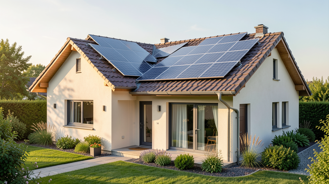 anah photovoltaïque : maison équipée de panneaux solaires photovoltaïques éligibles à MaPrimeRénov' 2026