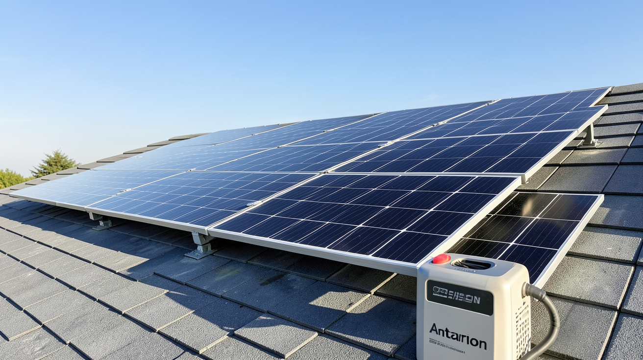 antarion panneau solaire et kit solaire posés sur un toit de maison individuelle, illustrant le prix et la rentabilité des installations