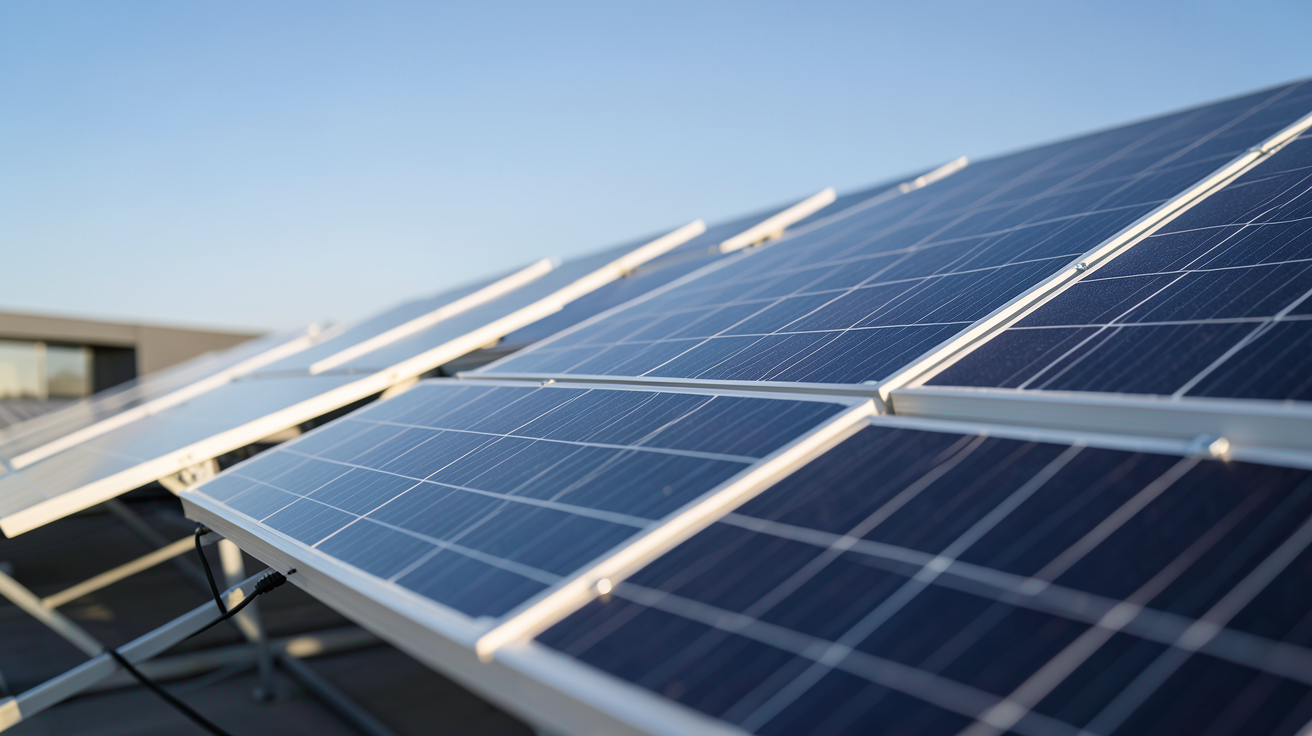 antarion panneau solaire différents types disponibles exposés en extérieur sous un ciel clair