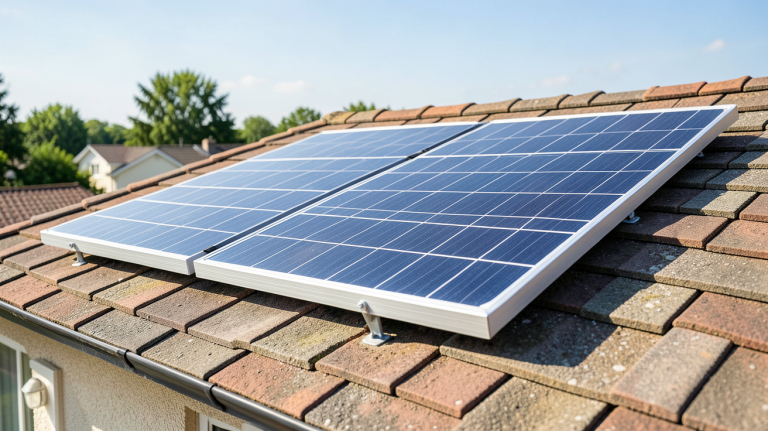 apper solaire panneau solaire installé sur le toit d'une maison moderne, sous une lumière du jour éclatante