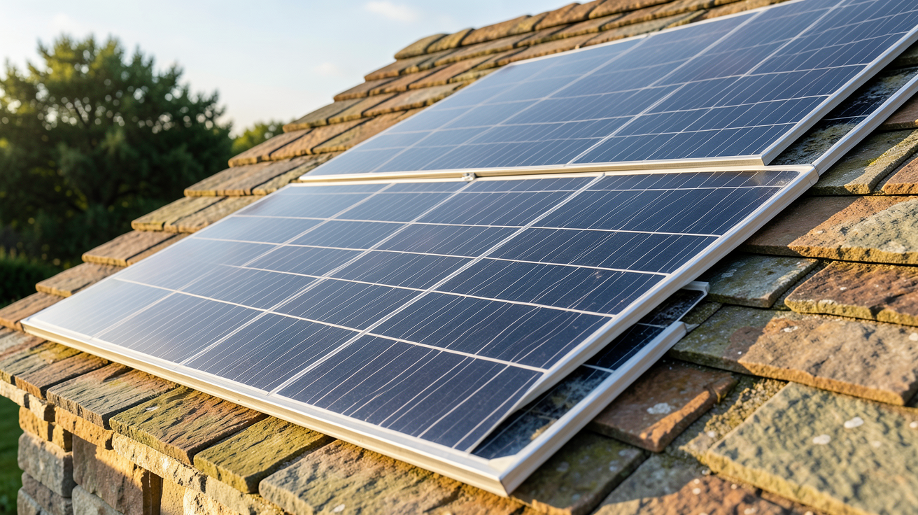 ardoise photovoltaïque intégrée à une toiture en ardoise naturelle d'une maison traditionnelle