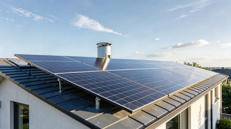 armor photovoltaïque installé sur le toit d'une maison contemporaine moderne