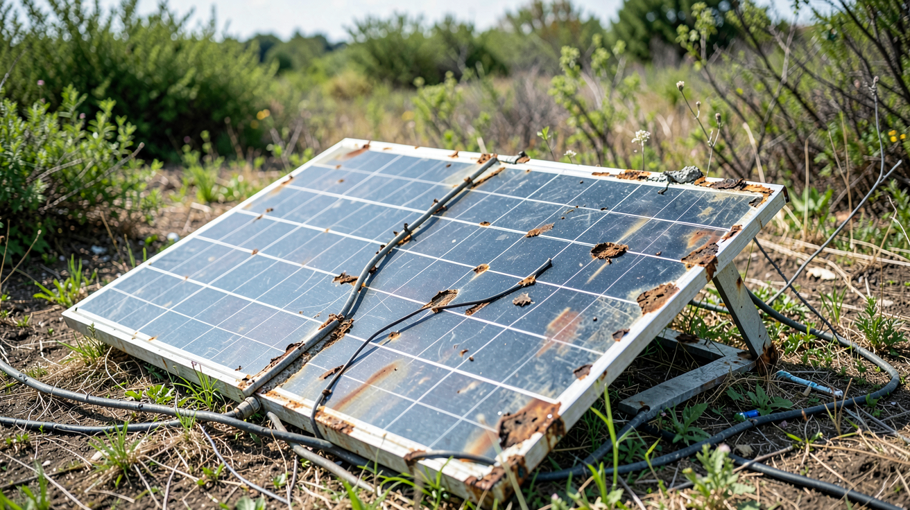 arnaque panneau photovoltaïque 1 euro signes révélateurs panneau solaire abandonné dans un champ