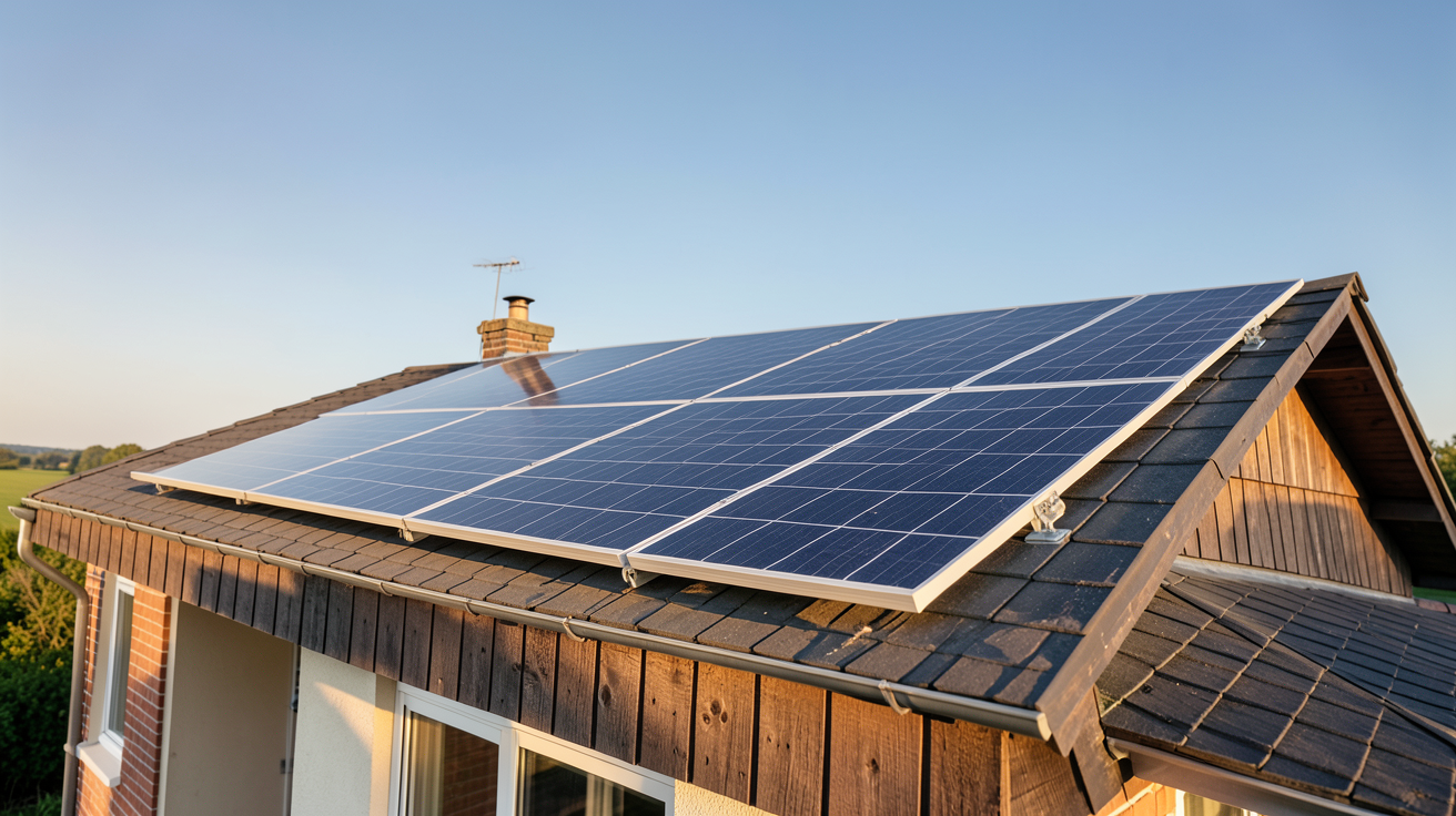 aternopanneau solaire Aterno installé sur le toit d'une maison individuelle illustrant la rentabilité et les économies d'énergie