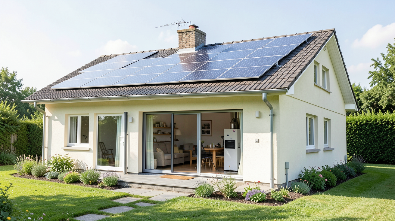 autoconsommation electricite photovoltaïque maison avec panneaux solaires et système de stockage d'énergie
