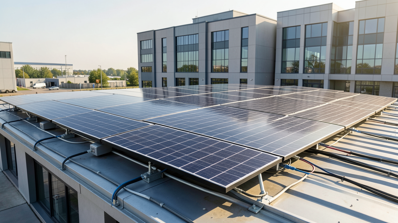 autoconsommation entreprise : installation photovoltaïque sur le toit d'une entreprise