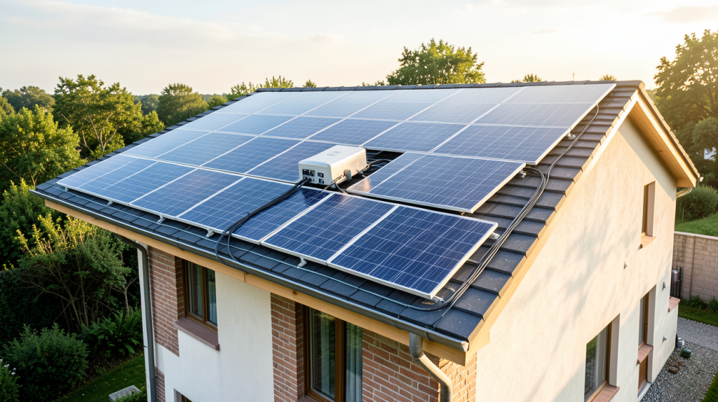 autoconsommation individuelle avec des panneaux solaires installés sur le toit d'une maison