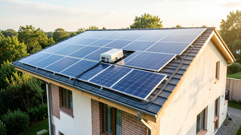 autoconsommation individuelle avec des panneaux solaires installés sur le toit d'une maison