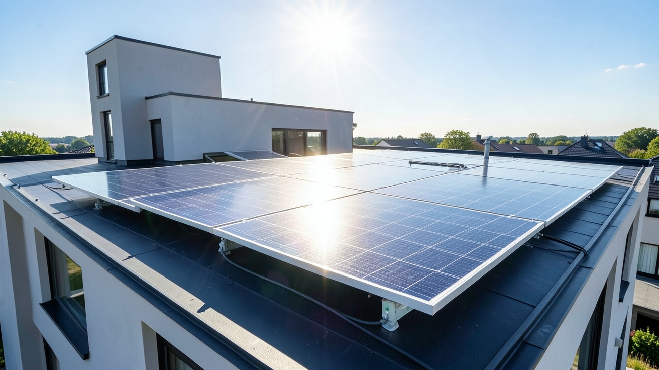autoconsommation panneaux photovoltaïques panneaux solaires sur le toit d’une maison moderne illustrant la définition et les principes de base